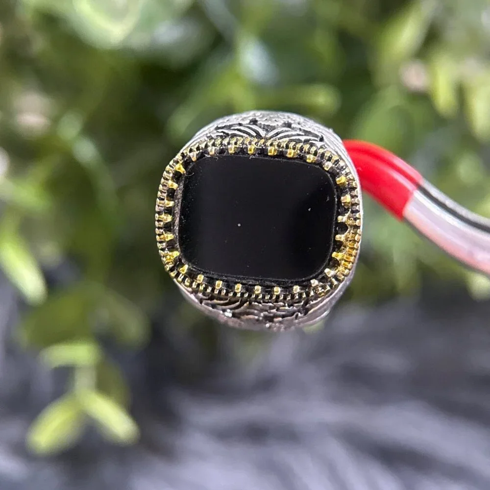 Large Black Ring‎ With Gold Accent